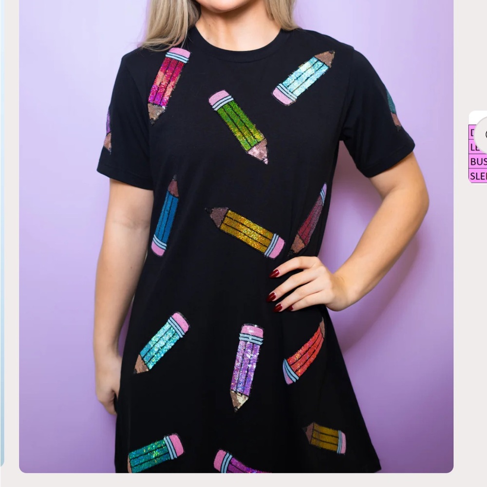 Sequin Pencils Shirt Dress - Picture 2 of 9